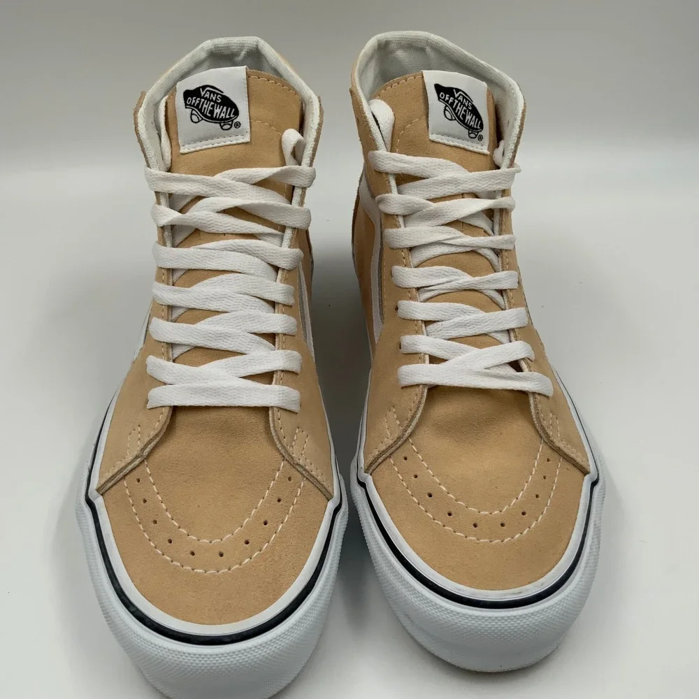 Vans‎ Sk8-Hi High Top Sneakers Tan Suede Canvas Womens 9 Mens 7.5 721454